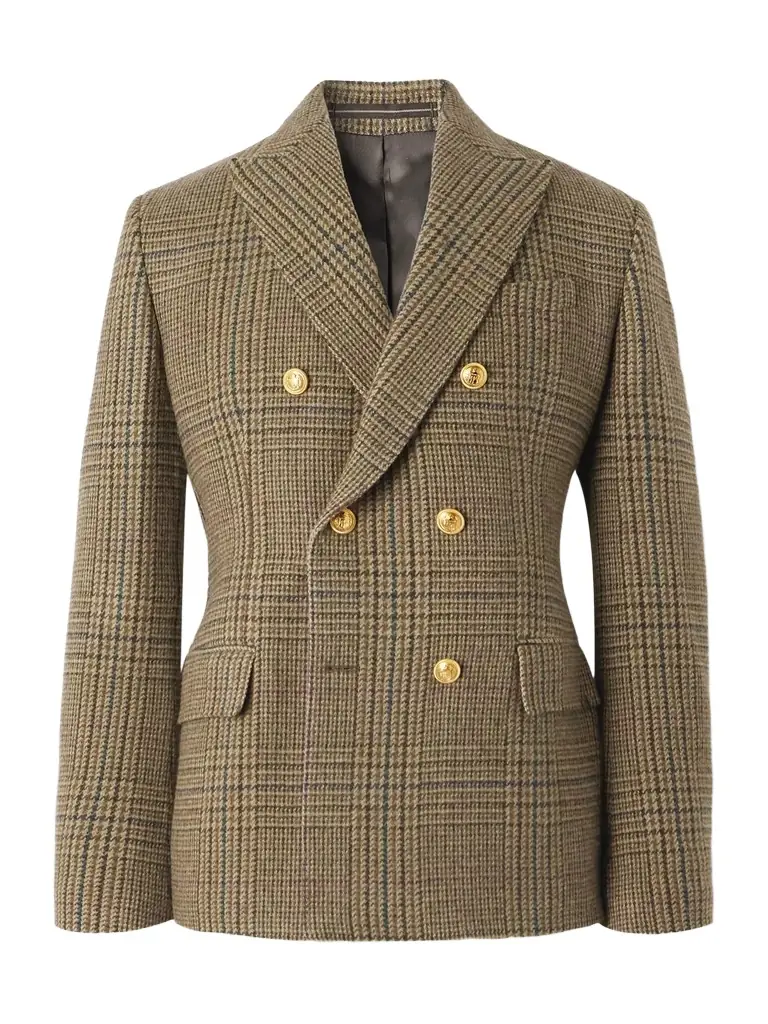 Incotex Incotex Double-Breasted Prince of Wales Checked Wool Blazer - Men