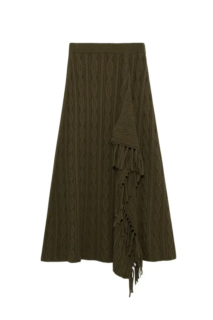 Simkhai Kara Wool Fringe Midi Skirt