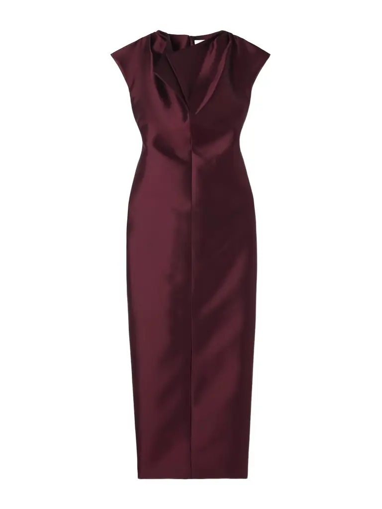 Christopher John Rogers Peel Draped Silk And Wool-blend Satin Gown