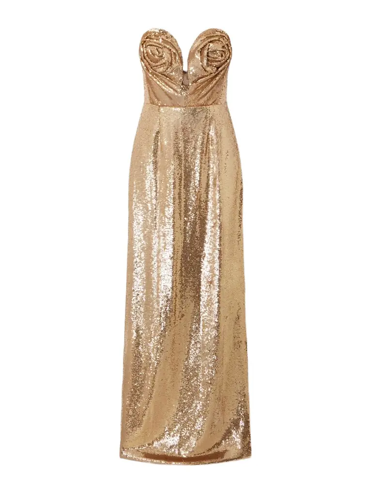 Carolina Herrera Strapless Sequined Mesh Gown