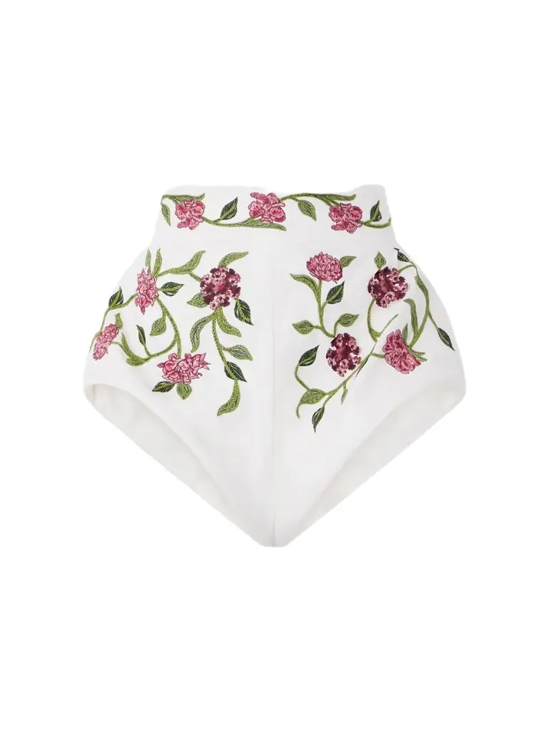 Agua by Agua Bendita Floral-embroidered Linen Shorts