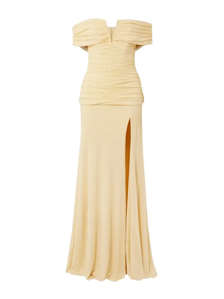 Rebecca Vallance Zaley Off-the-shoulder Ruched Jersey Gown