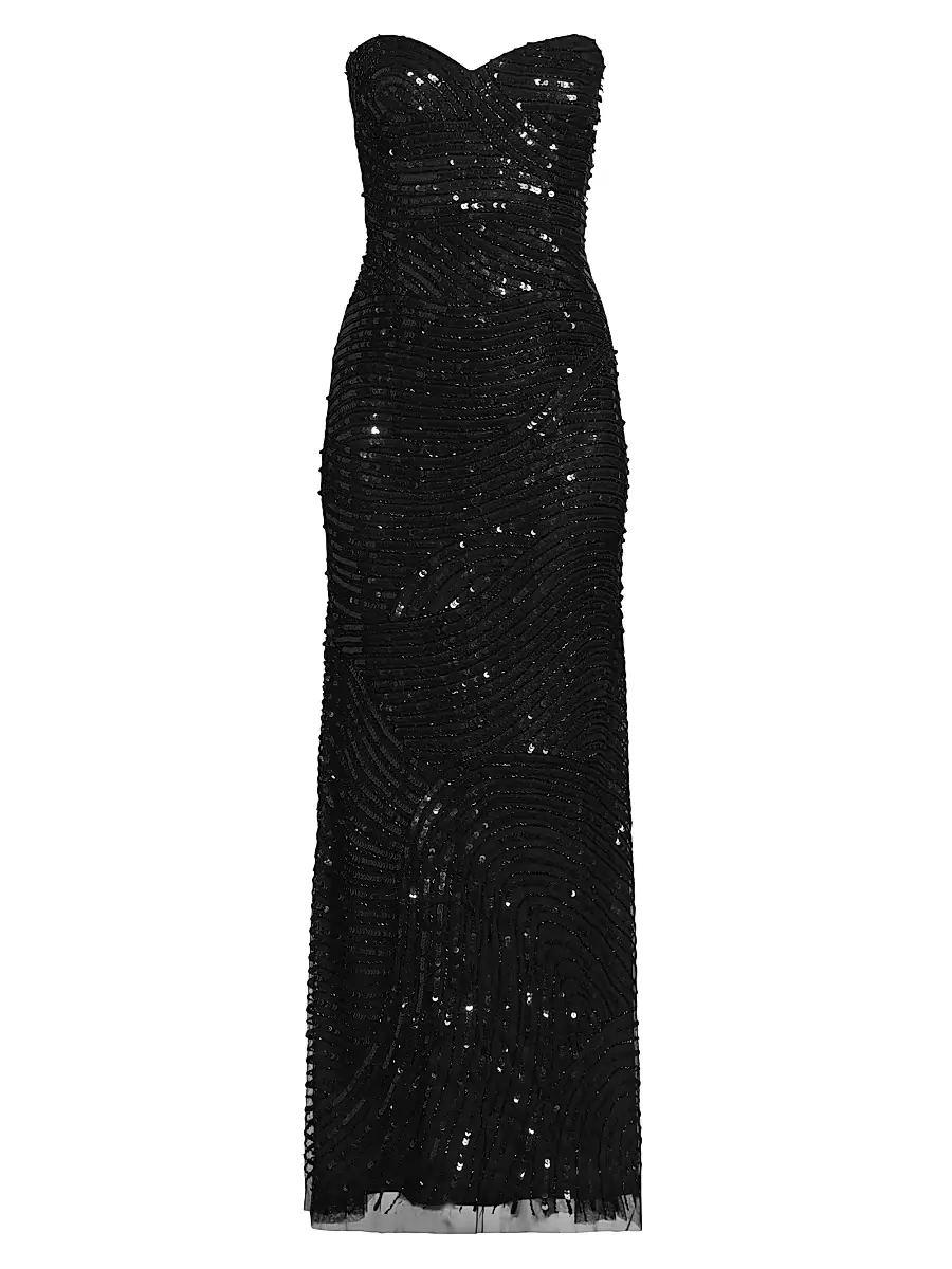 Aidan Mattox Women's Beaded Sweetheart Mermaid Gown - Black