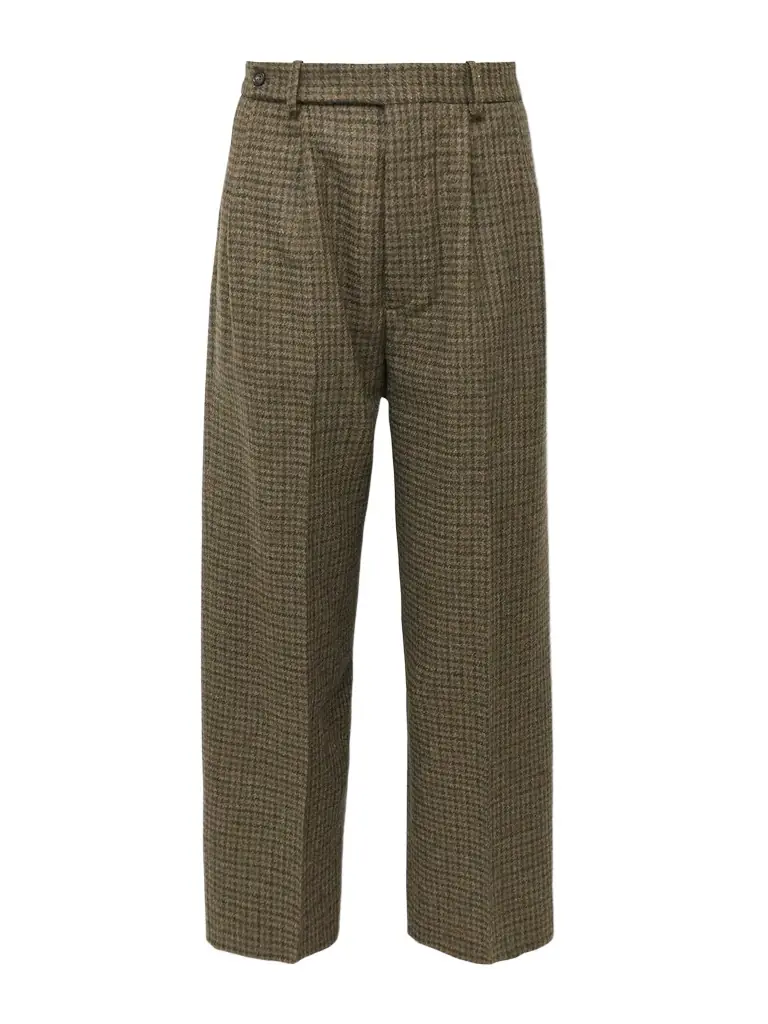 BODE Morris Pleated Straight-Leg Houndstooth Wool Trousers - Men