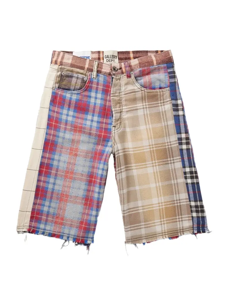 Gallery Dept. Marley Straight-Leg Patchwork Checked Cotton-Blend Flannel Shorts - Men