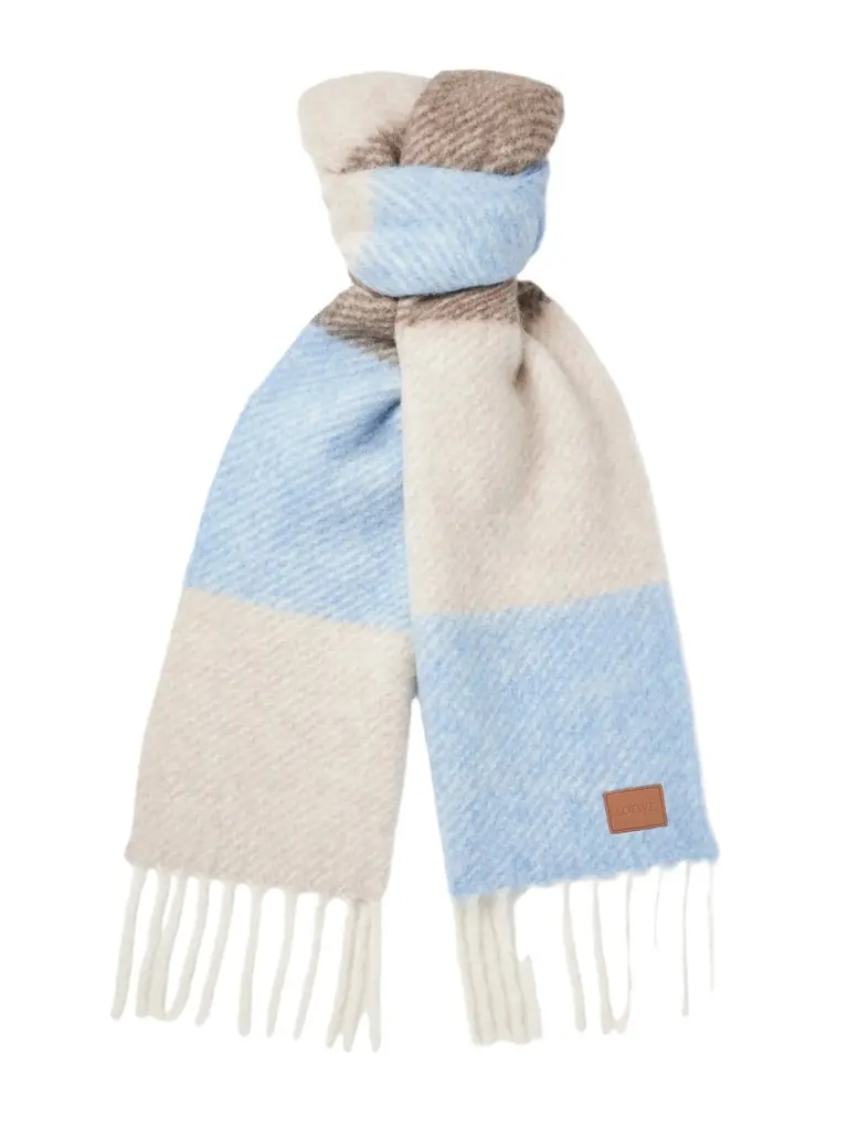 Loewe Fringed Striped Alpaca-Blend Scarf - Men