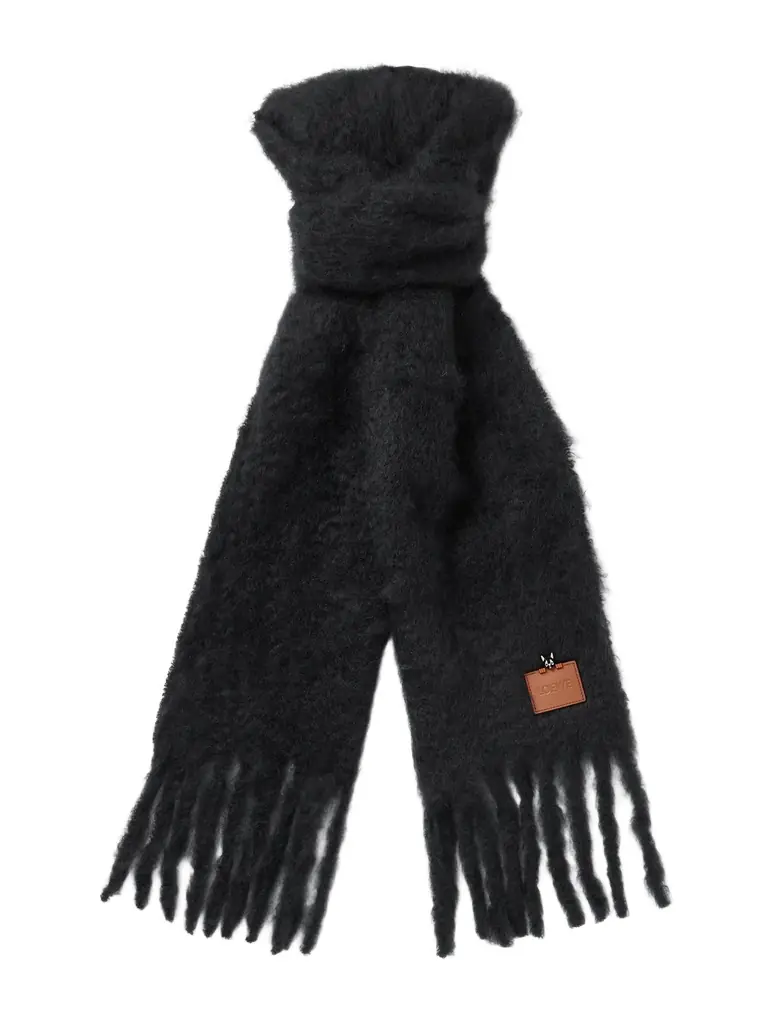 Loewe Logo-Appliquéd Fringed Mohair and Wool-Blend Scarf - Men