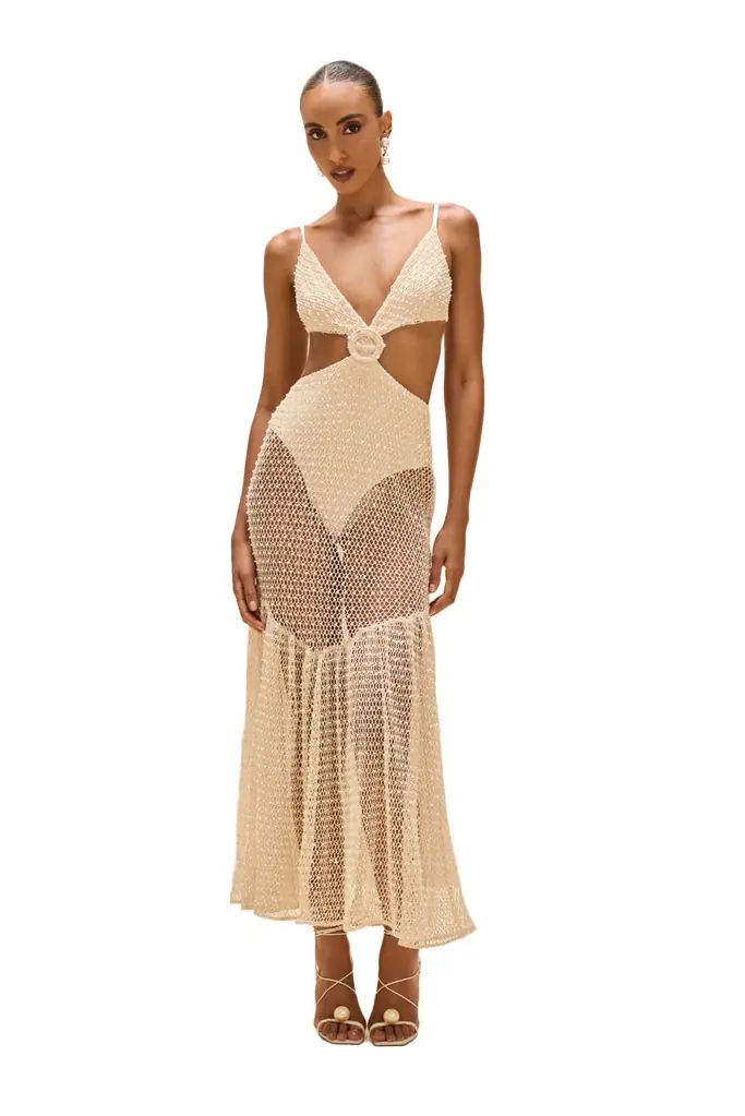 PatBo CROCHET BLOOM CUT OUT BEACH DRESS
