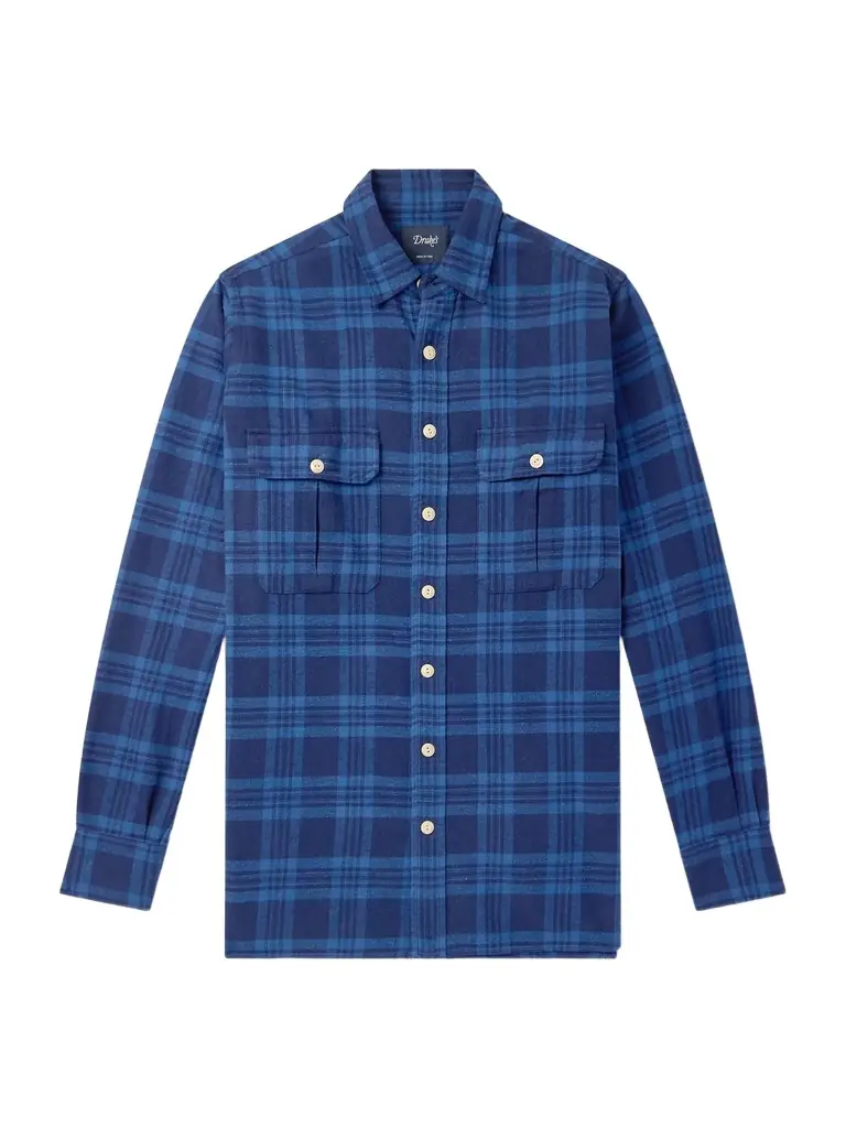 Drake's Checked Cotton-Flannel Shirt - Men