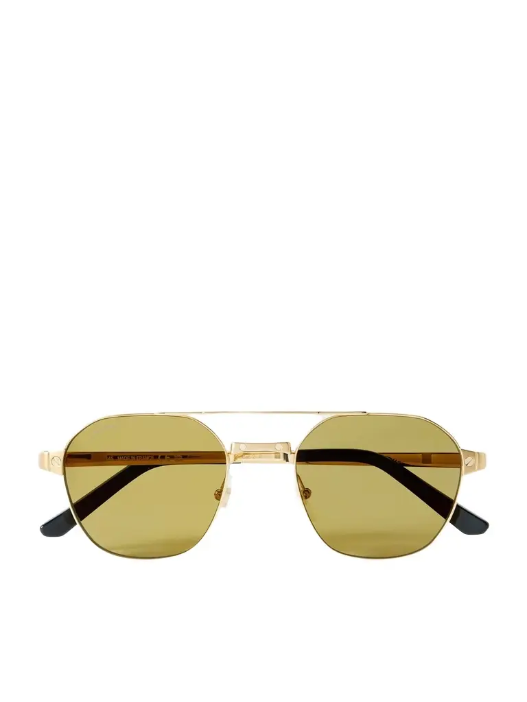 Cartier Eyewear Santos de Cartier Aviator-Style Gold-Tone Sunglasses - Men