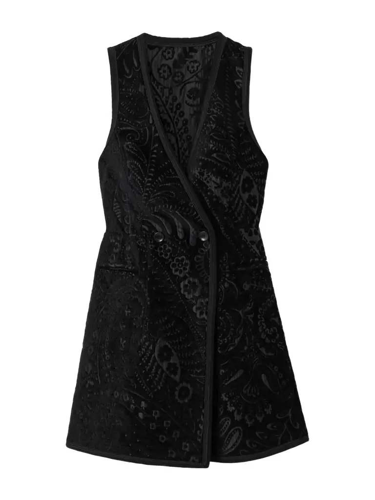 Etro Double-breasted Velvet-jacquard Vest
