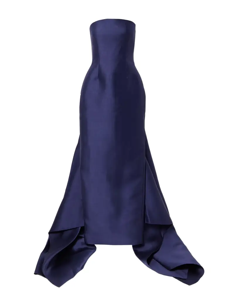 Solace London Imani Strapless Pleated Twill Gown