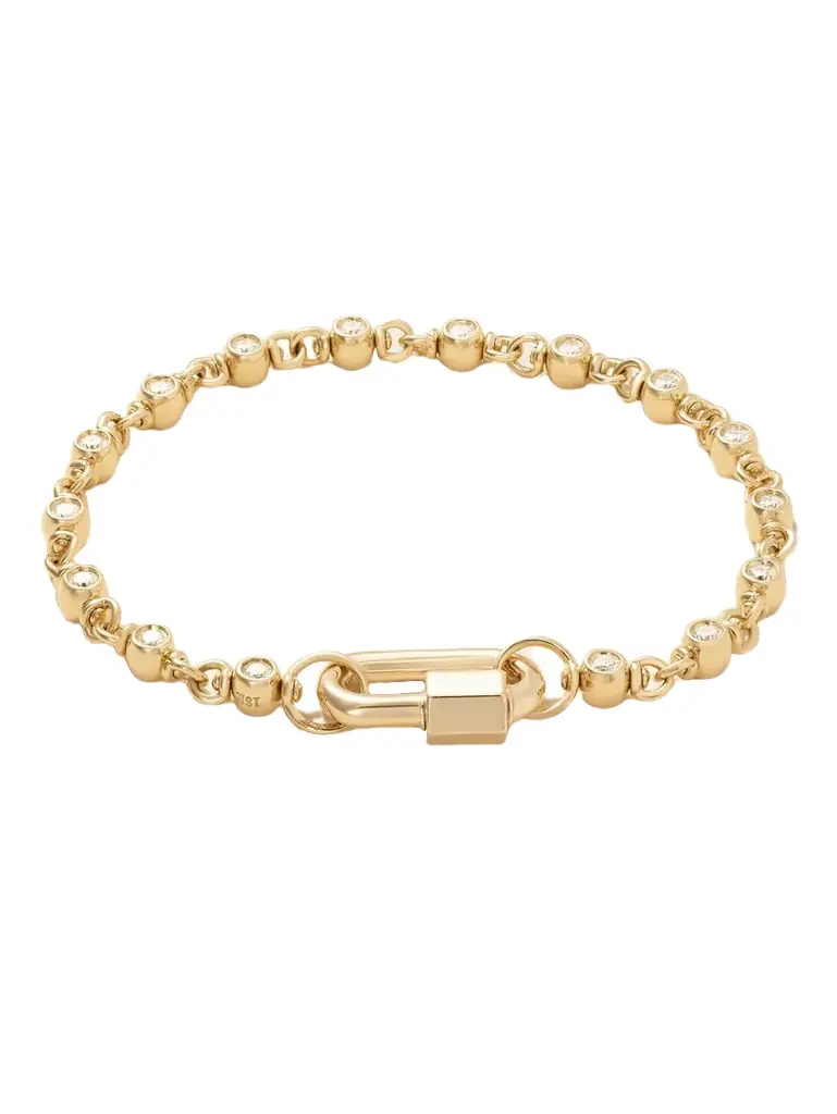 Marla Aaron Chubby Babylock + Small Canned Chain 18-karat Gold Diamond Bracelet