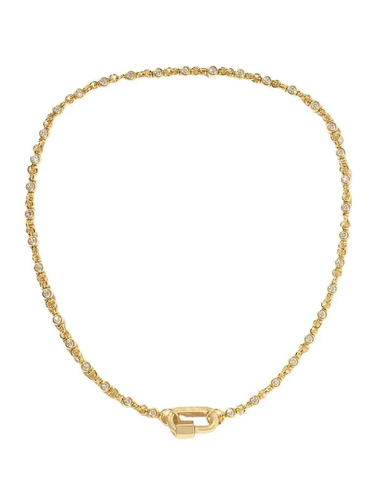 Marla Aaron Rolling Cans Chain + Chubby Babylock 18-karat Gold Diamond Necklace