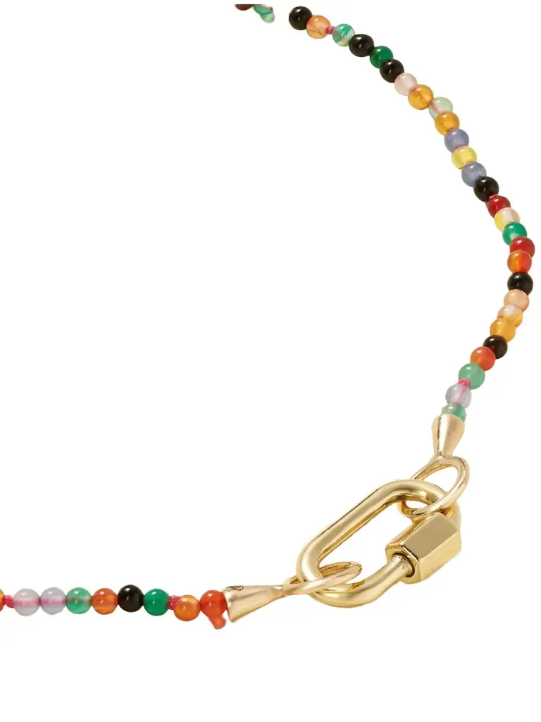 Marla Aaron Itty Bitty Strand + Babylock 14-karat Gold Agate Necklace