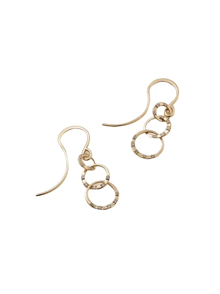 Melissa Joy Manning Triple Link 14-karat Recycled Gold Diamond Earrings