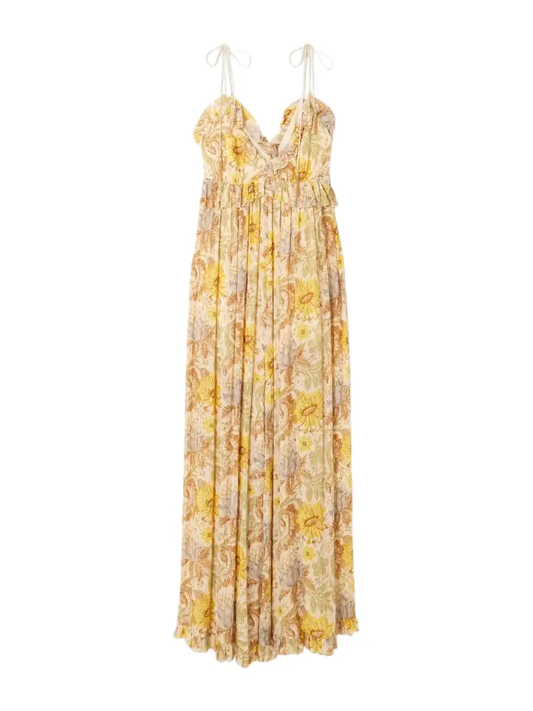Zimmermann Daylight Ruffled Floral-print Metallic Fil Coupé Gauze Jumpsuit
