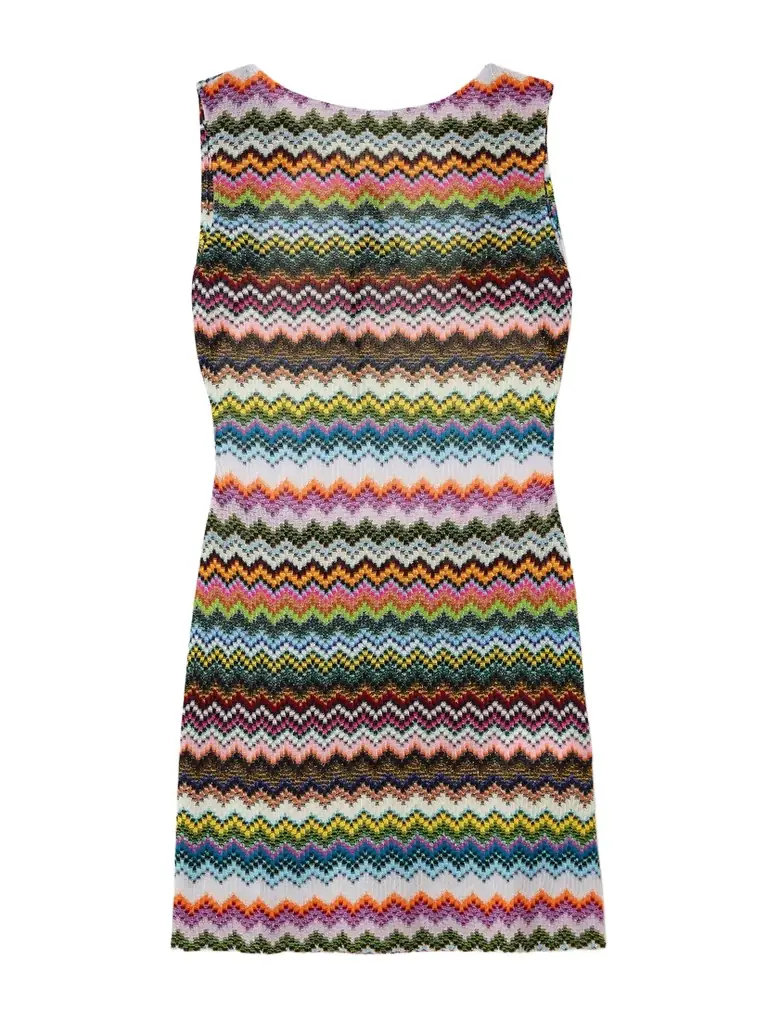 Missoni Mare Open-back Striped Metallic Crochet-knit Mini Dress