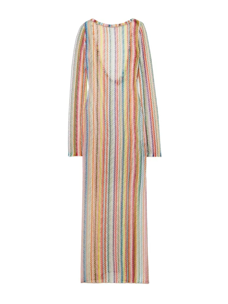 Missoni Mare Striped Metallic Crochet-knit Maxi Dress