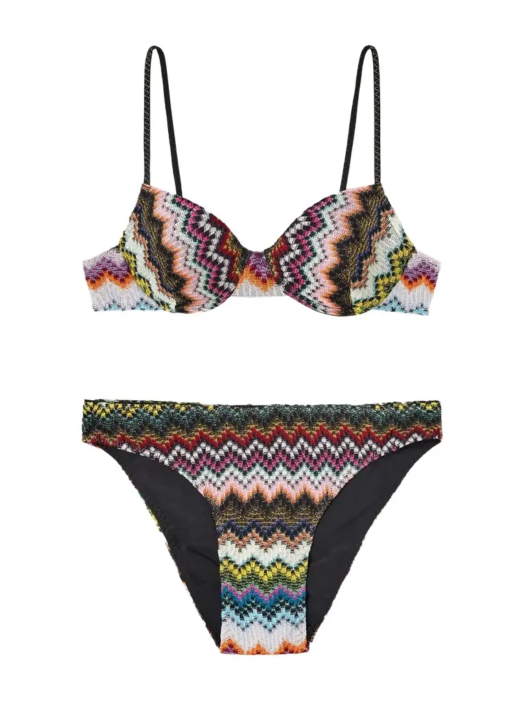 Missoni Mare Metallic Striped Crochet-knit Bikini