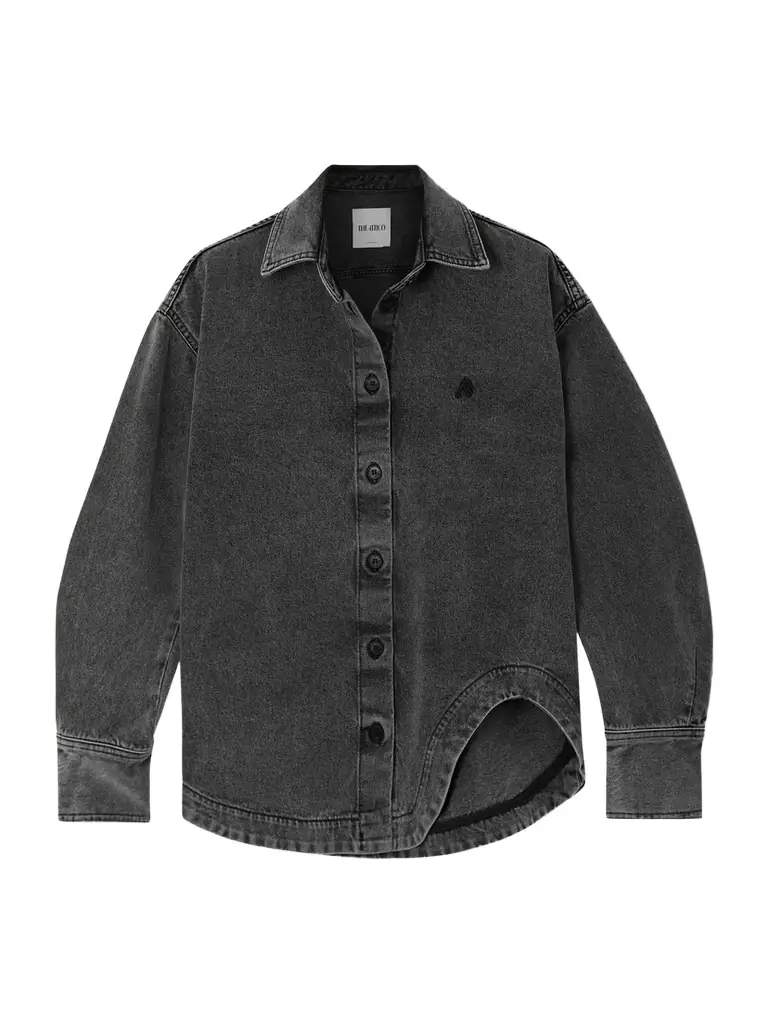 The Attico Eliza Asymmetric Embroidered Denim Shirt