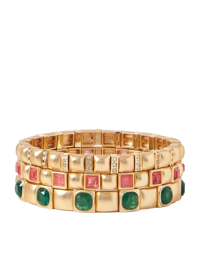 Roxanne Assoulin The Jeweled Set Of Three Gold-tone And Cubic Zirconia Bracelets