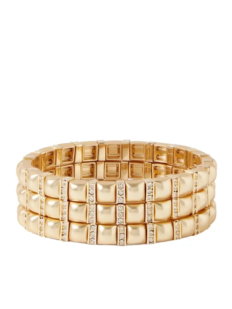 Roxanne Assoulin Set Of Three Gold-tone Crystal Bracelets