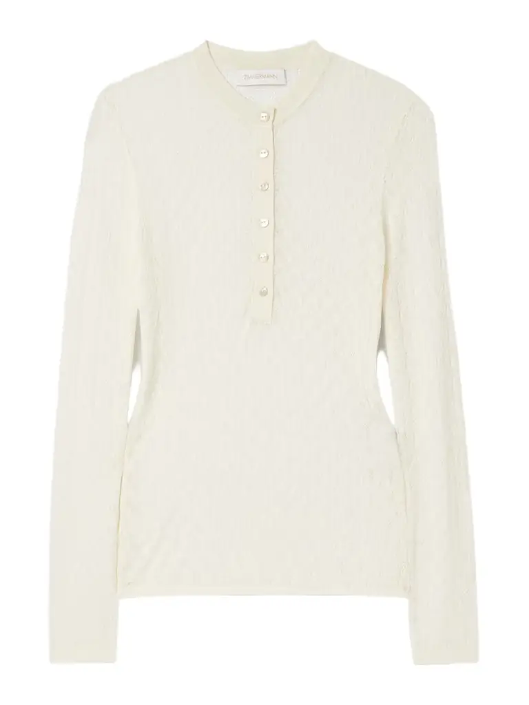 Zimmermann Pointelle-knit Lyocell-blend Top