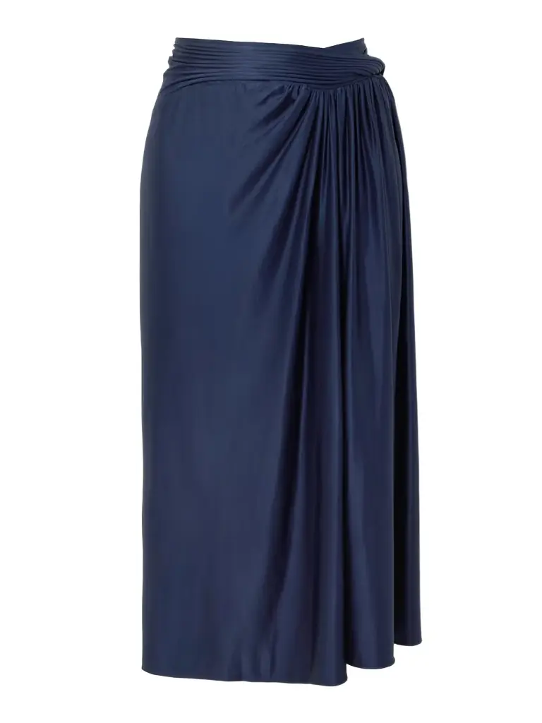Rabanne Draped Satin-jersey Midi Skirt