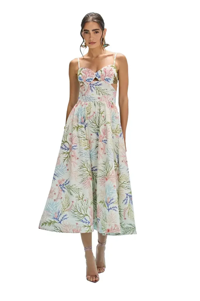 PatBo SEAWEED FLUTTER MIDI DRESS - Women's Clothing