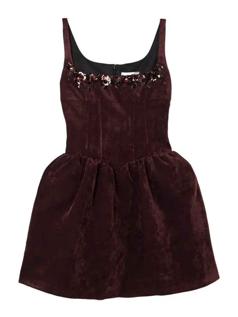 SHUSHU/TONG Embellished Velvet Mini Dress