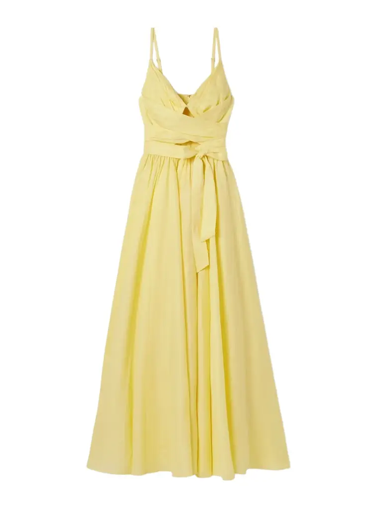 Zimmermann Awaken Gathered Linen Midi Dress