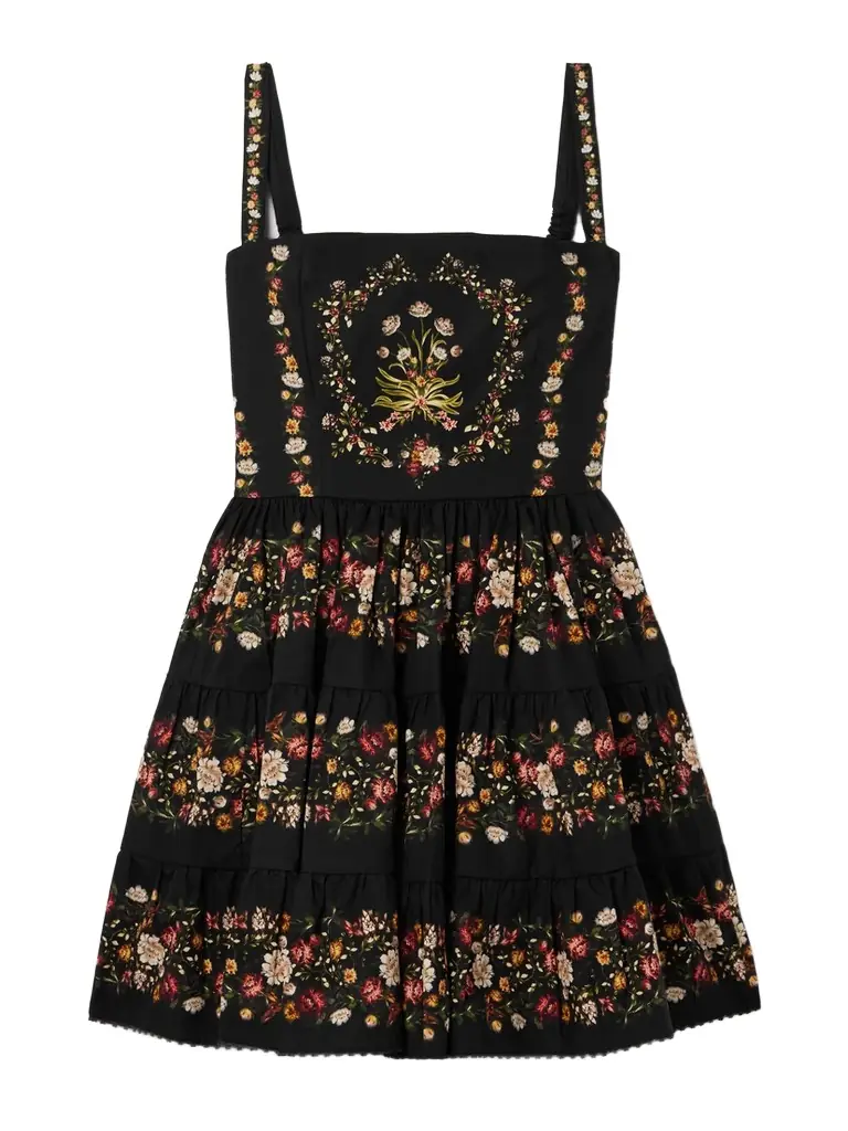 Agua by Agua Bendita Lima Tiered Floral-print Cotton Mini Dress