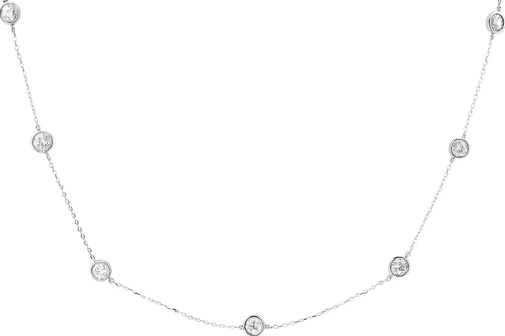 Wish Fine Jewelry 1.55ct Diamond 14K Gold Stationed Dangle Drop Necklace