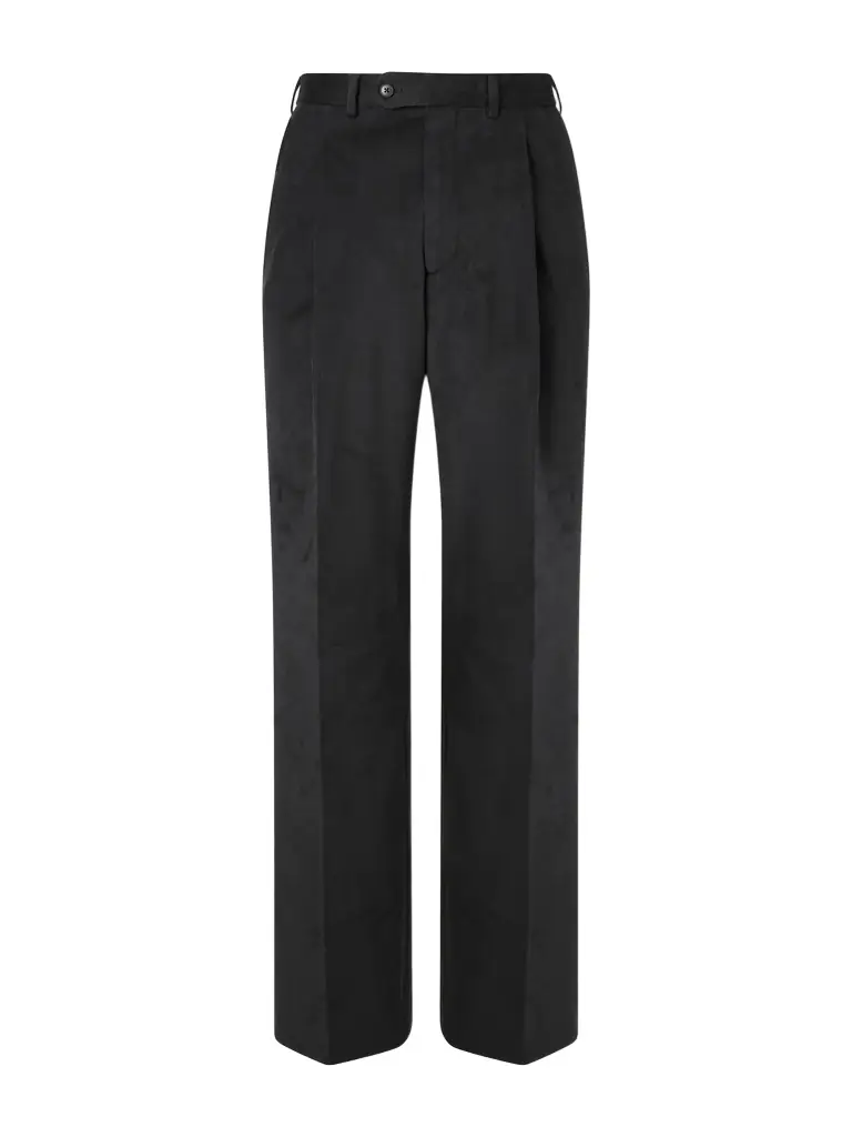 Saman Amel Straight-Leg Pleated Peached Cotton-Blend Trousers - Men