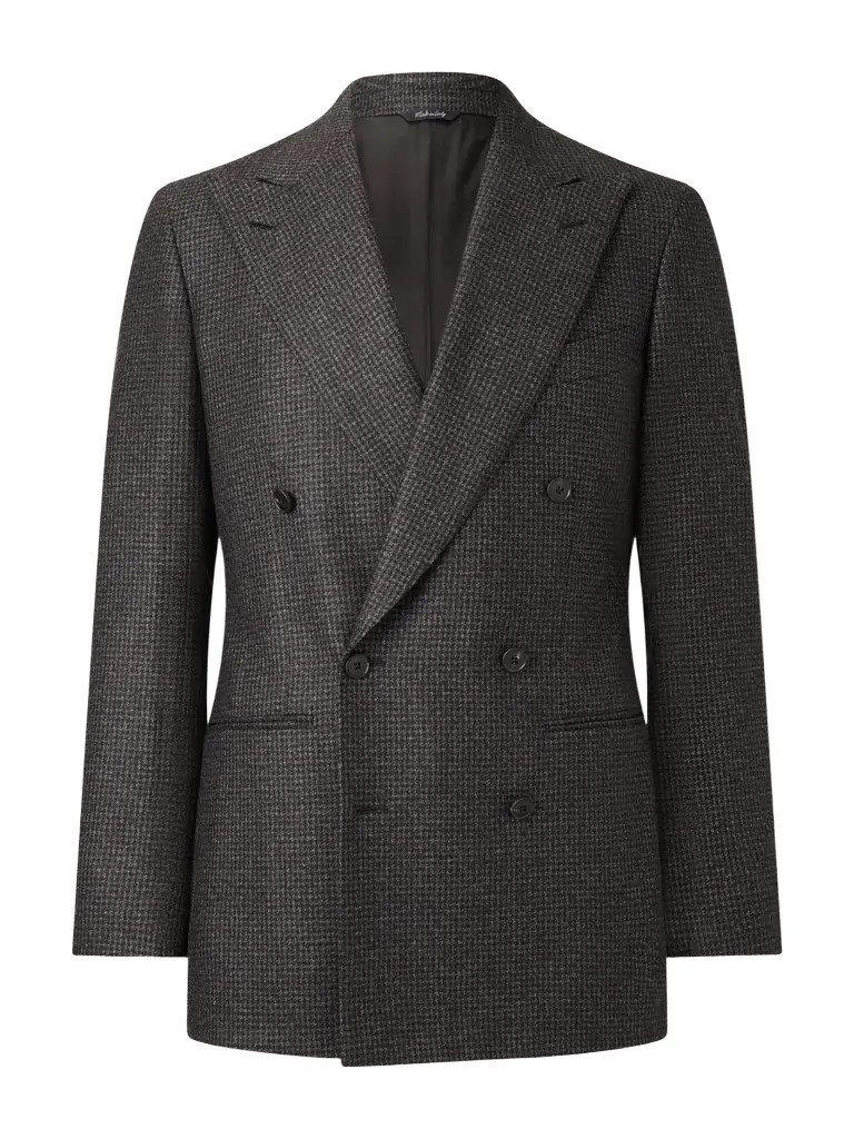 Saman Amel Double-Breasted Houndstooth Wool Suit Jacket - Men