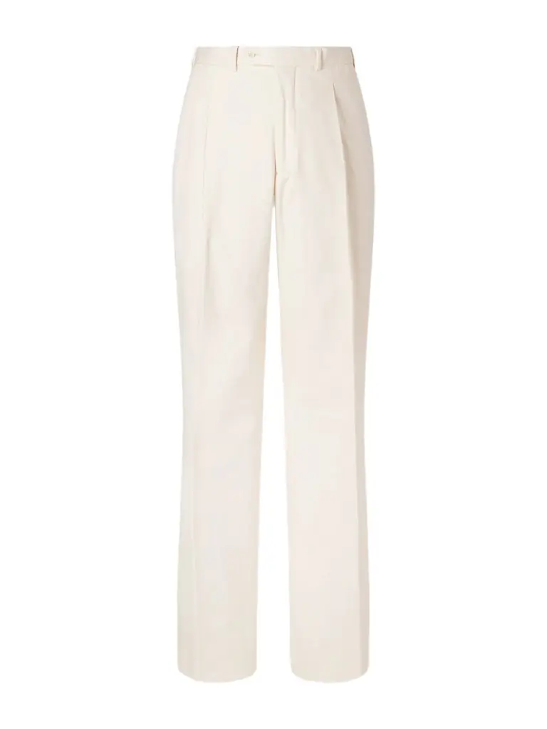 Saman Amel Amo Straight-Leg Pleated Peached Cotton-Blend Twill Suit Trousers - Men