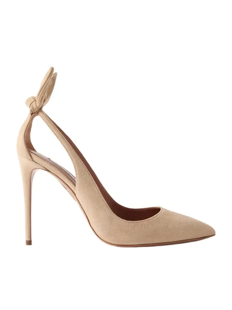 Aquazzura Bow Tie 85 Suede Pumps