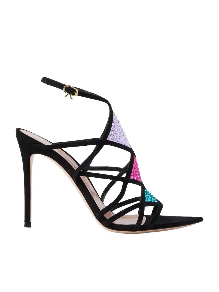 Gianvito Rossi 105 Embellished Mesh And Suede Sandals