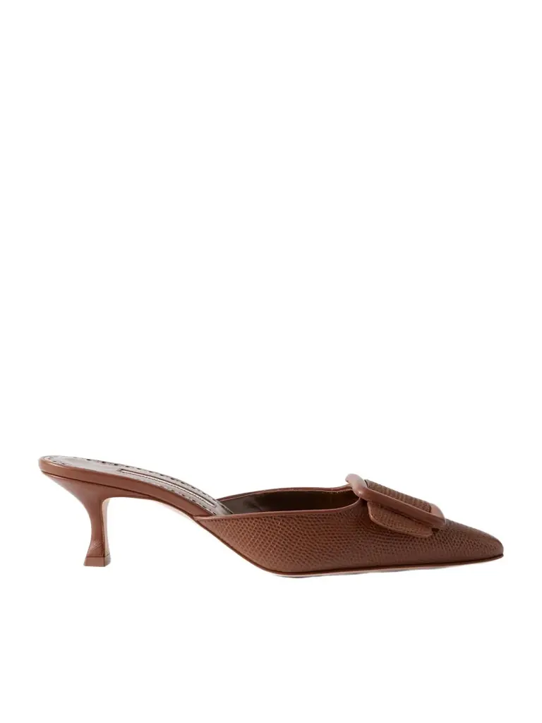 Manolo Blahnik Maysalebi 50 Lizard-effect Leather Mules