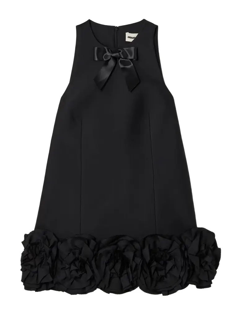 SHUSHU/TONG Appliquéd Bow-embellished Twill Mini Dress