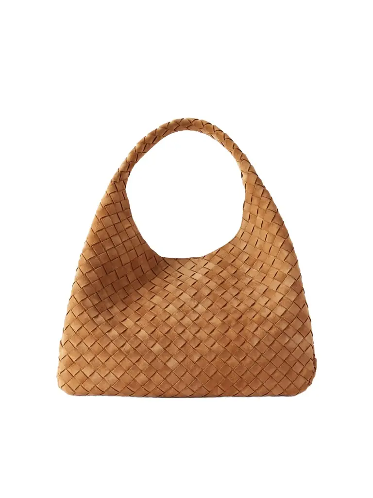 Bottega Veneta Campana Large Intrecciato Suede Shoulder Bag