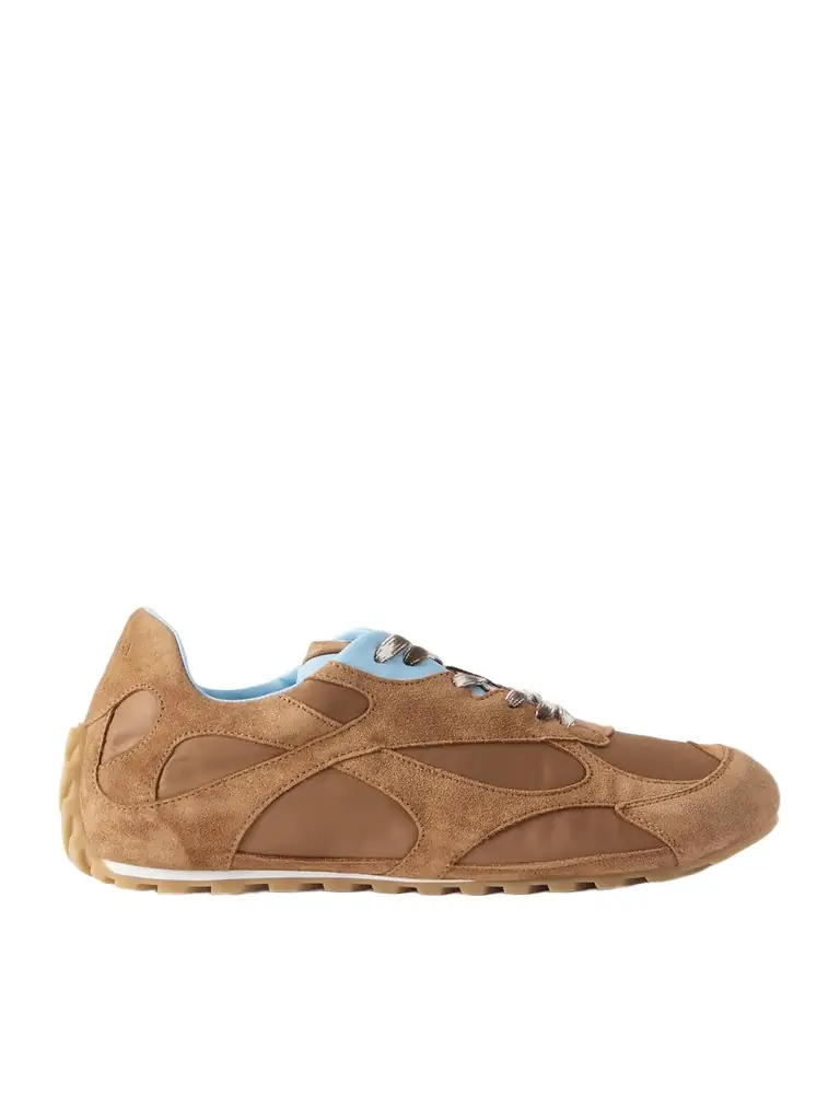 Bottega Veneta Orbit Leather-trimmed Suede And Shell Sneakers
