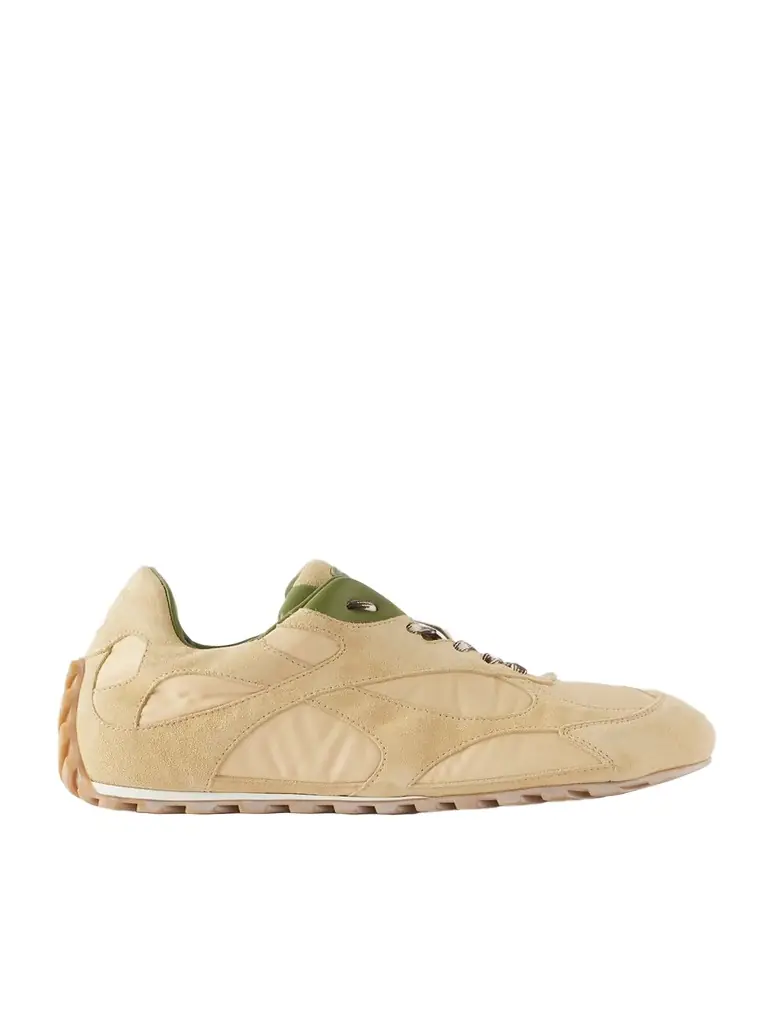 Bottega Veneta Orbit Leather-trimmed Suede And Shell Sneakers