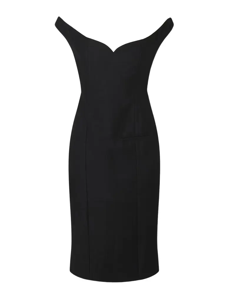 Calvin Klein Collection Anita Off-the-shoulder Wool-blend Dress