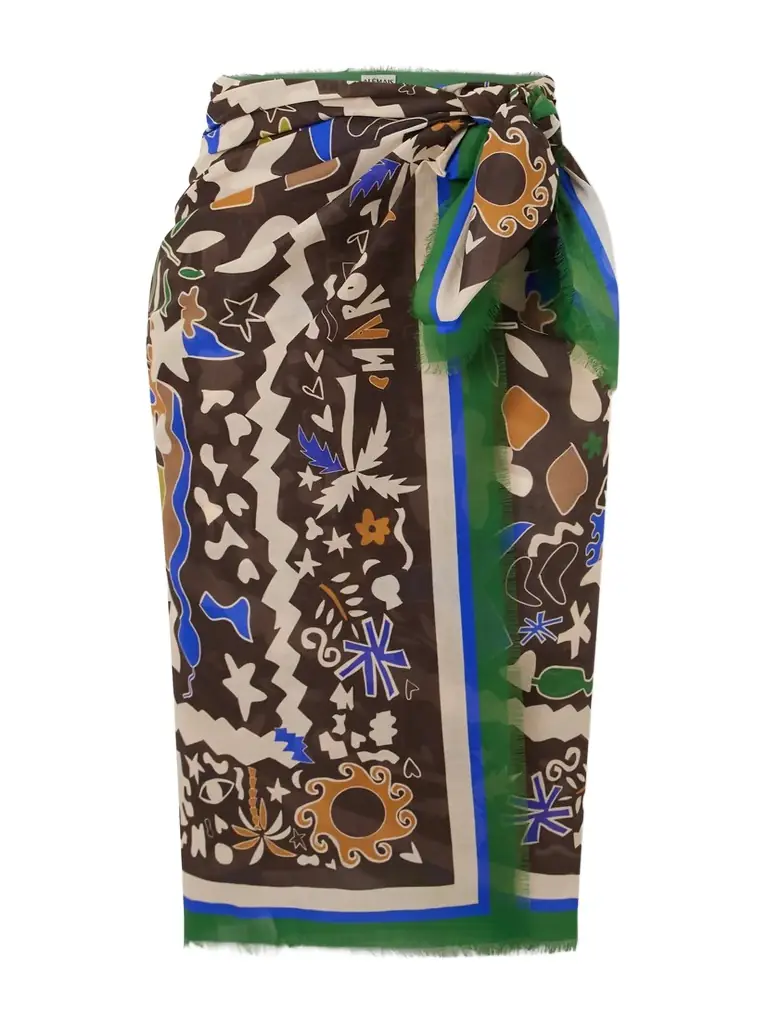 ALÉMAIS Maroc Frayed Printed Organic Cotton-voile Pareo