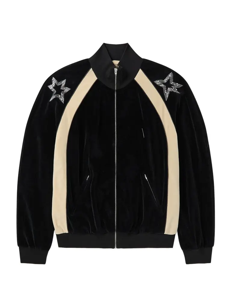 Valentino Garavani Beaded Crystal-Embellished Cotton-Blend Velour Track Jacket - Men