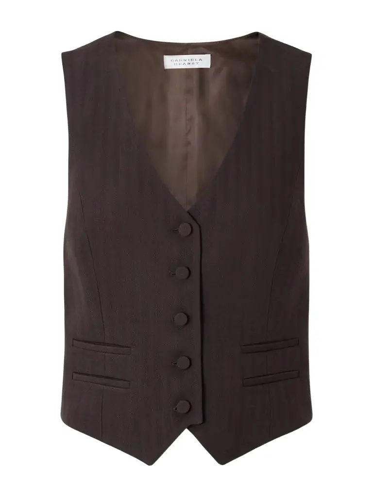 Gabriela Hearst Coleridge Striped Herringbone Wool-blend Gilet