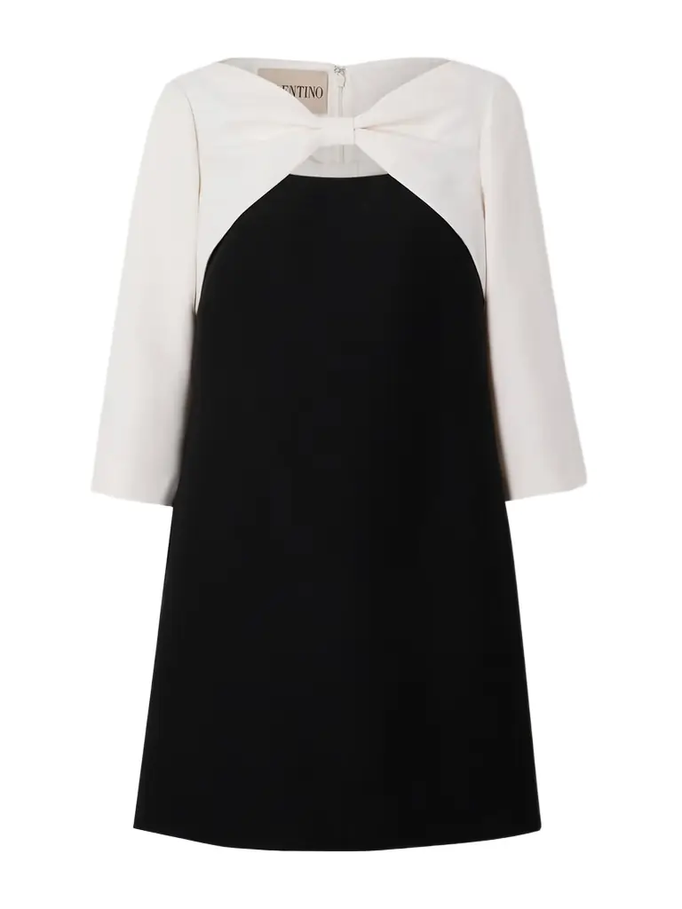 Valentino Garavani Bow-detailed Cutout Wool And Silk-blend Crepe Mini Dress