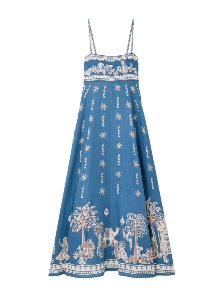 ALÉMAIS Acacia Printed Linen Midi Dress